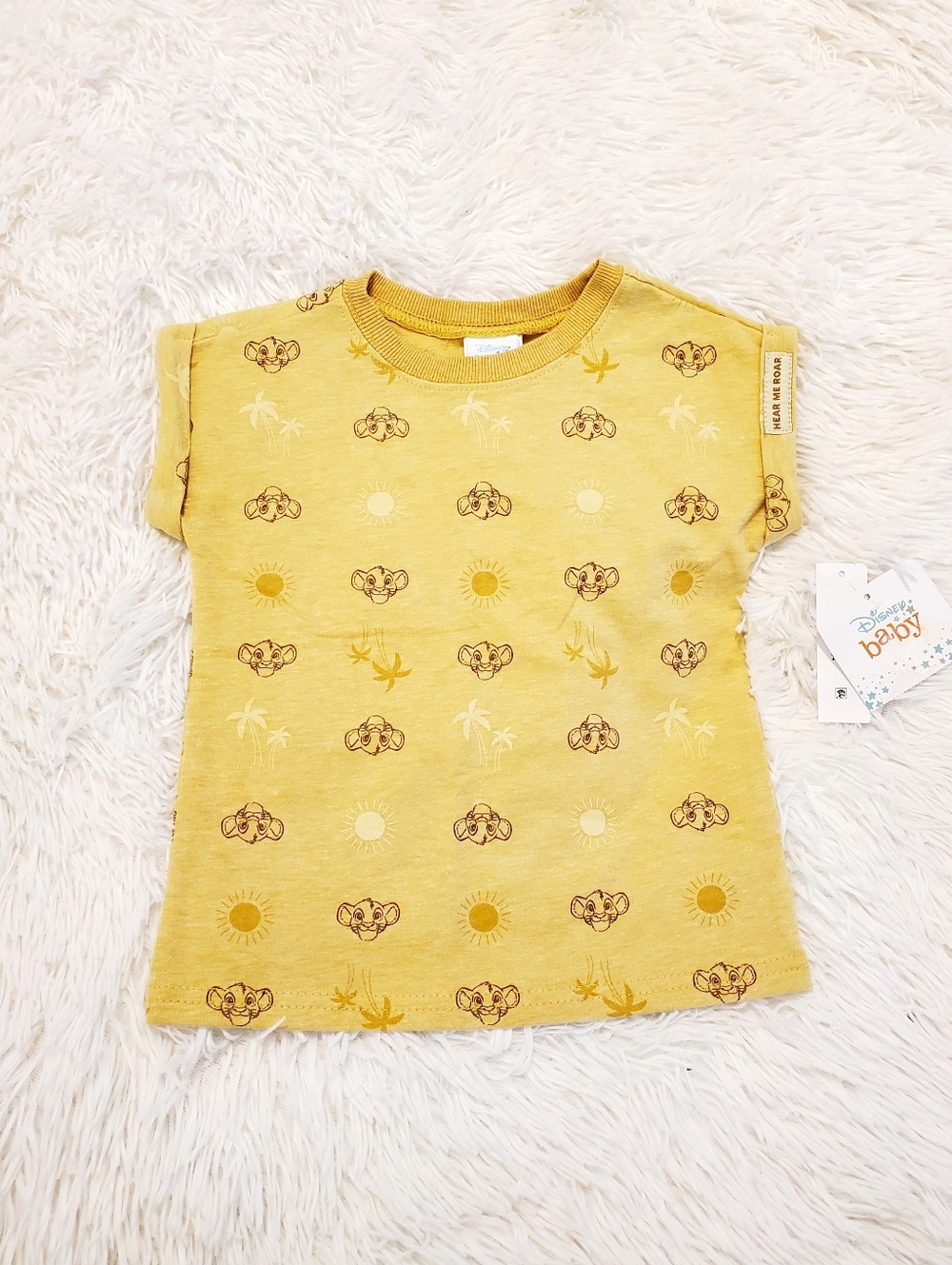 Disney Baby Gold Simba Patterned Short Sleeve Tee 24 Months